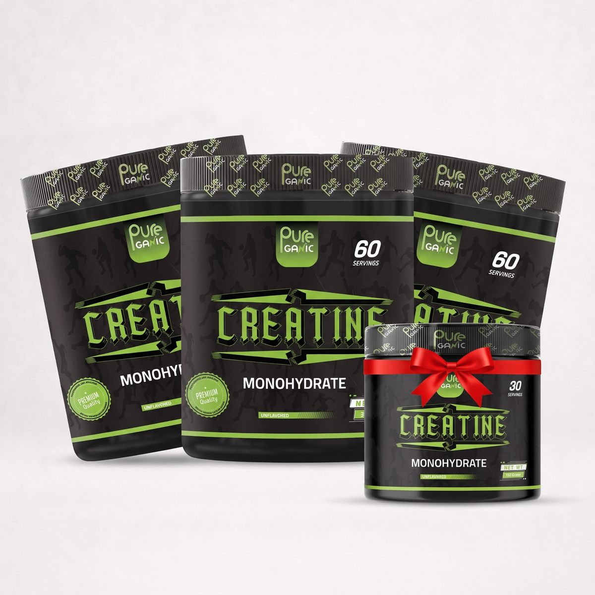 3 Pureganic Creatine Monohydrate 300g + 150g free gift