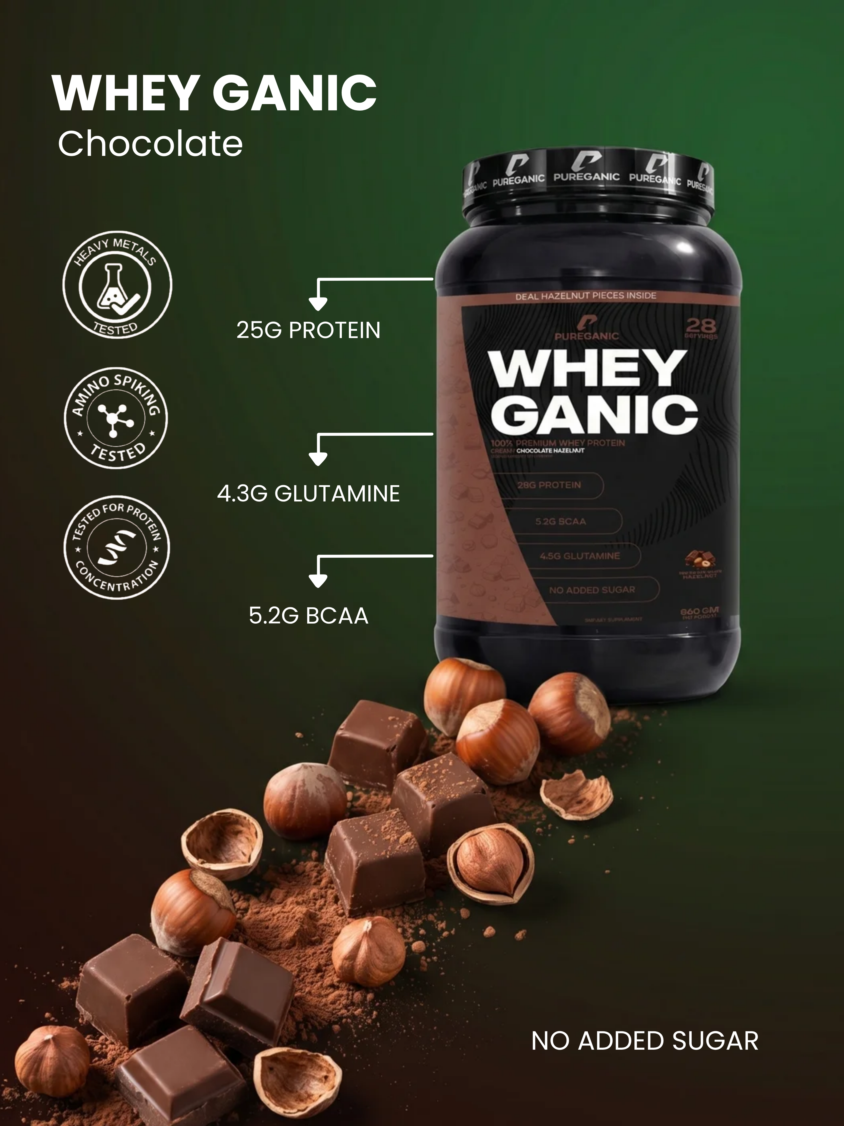 Whey Ganic Creamy Chocolate Hazelnut Pureganic-eg