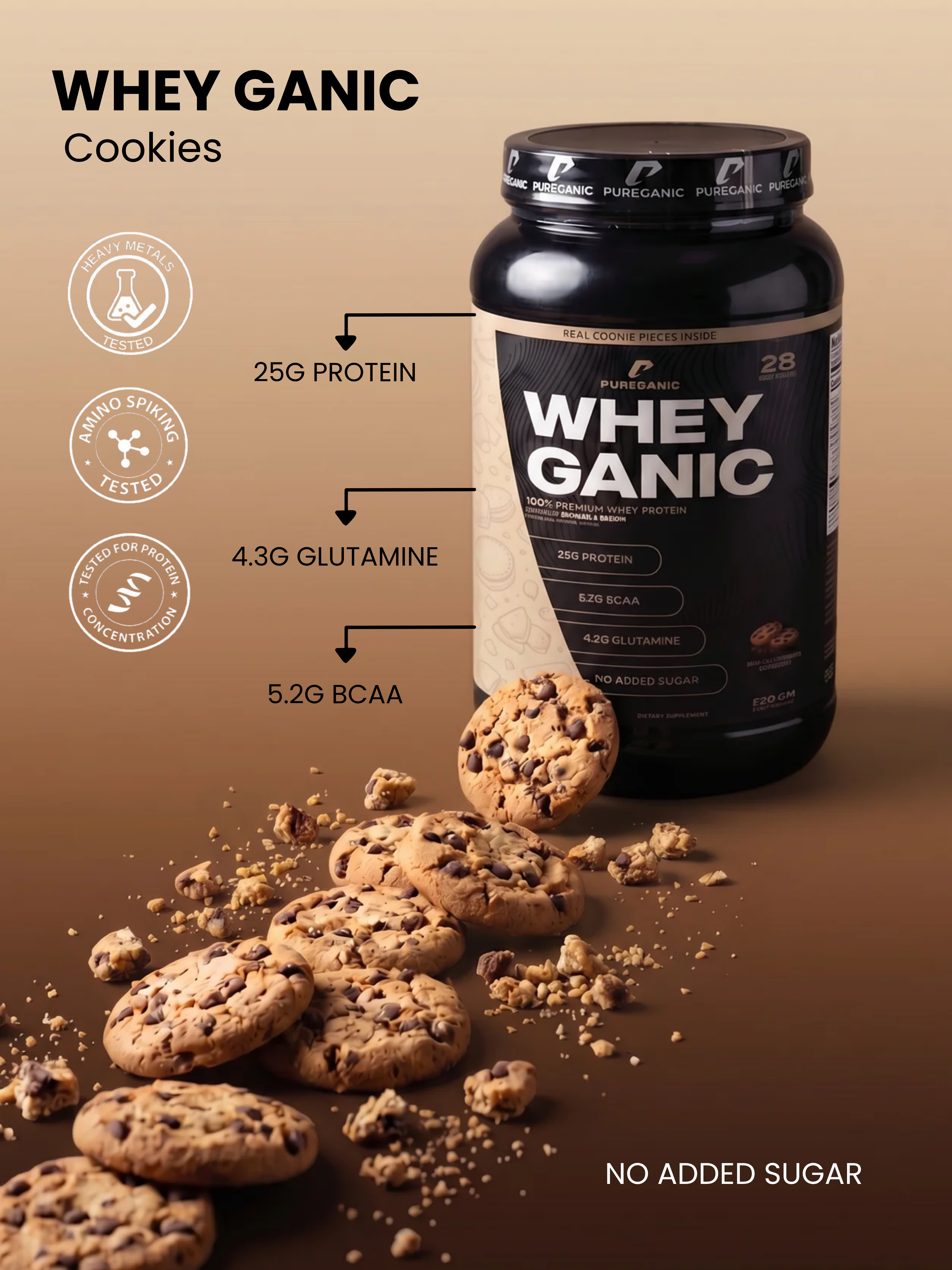 Whey Ganic Crunchy Cookies & Cream Pureganic-eg
