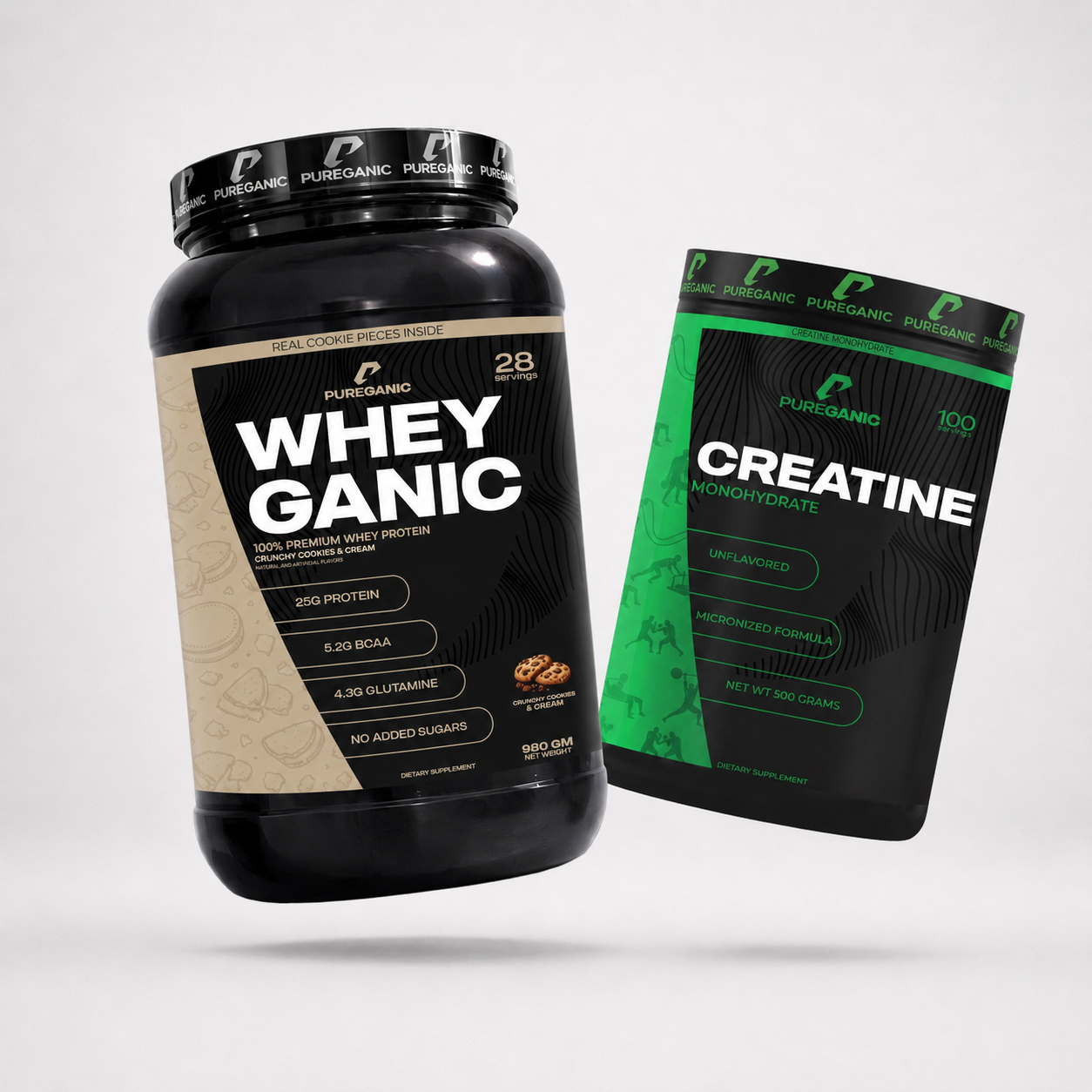 Whey Ganic Crunchy Cookies & Cream + Creatine Monohydrate 500 GM