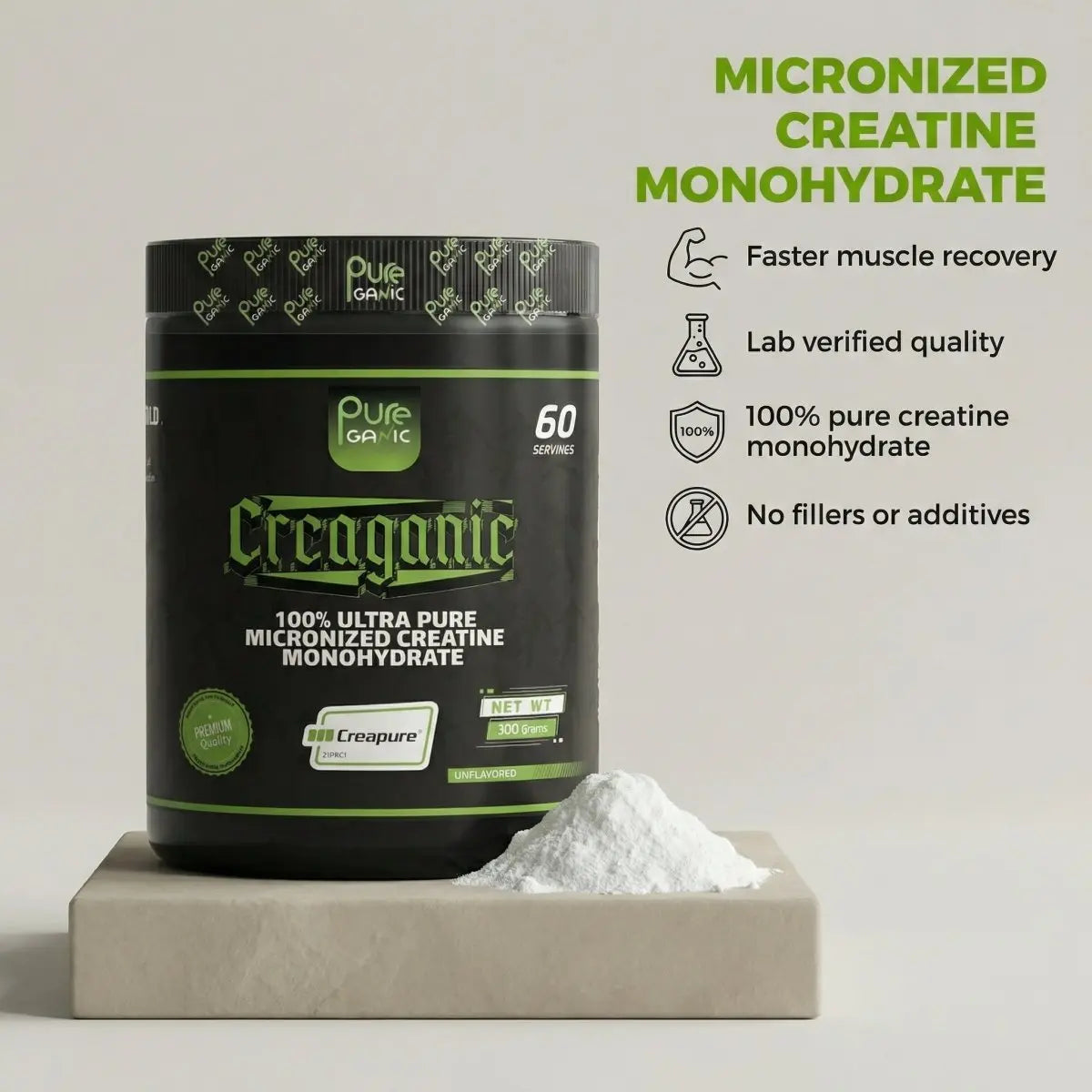 Creatine Creapure 300 Gram - Pureganic - eg