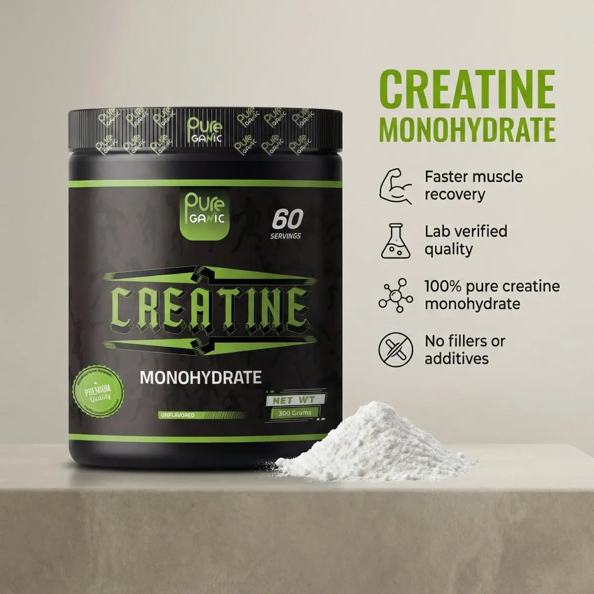 Creatine Monohydrate - Pureganic - eg