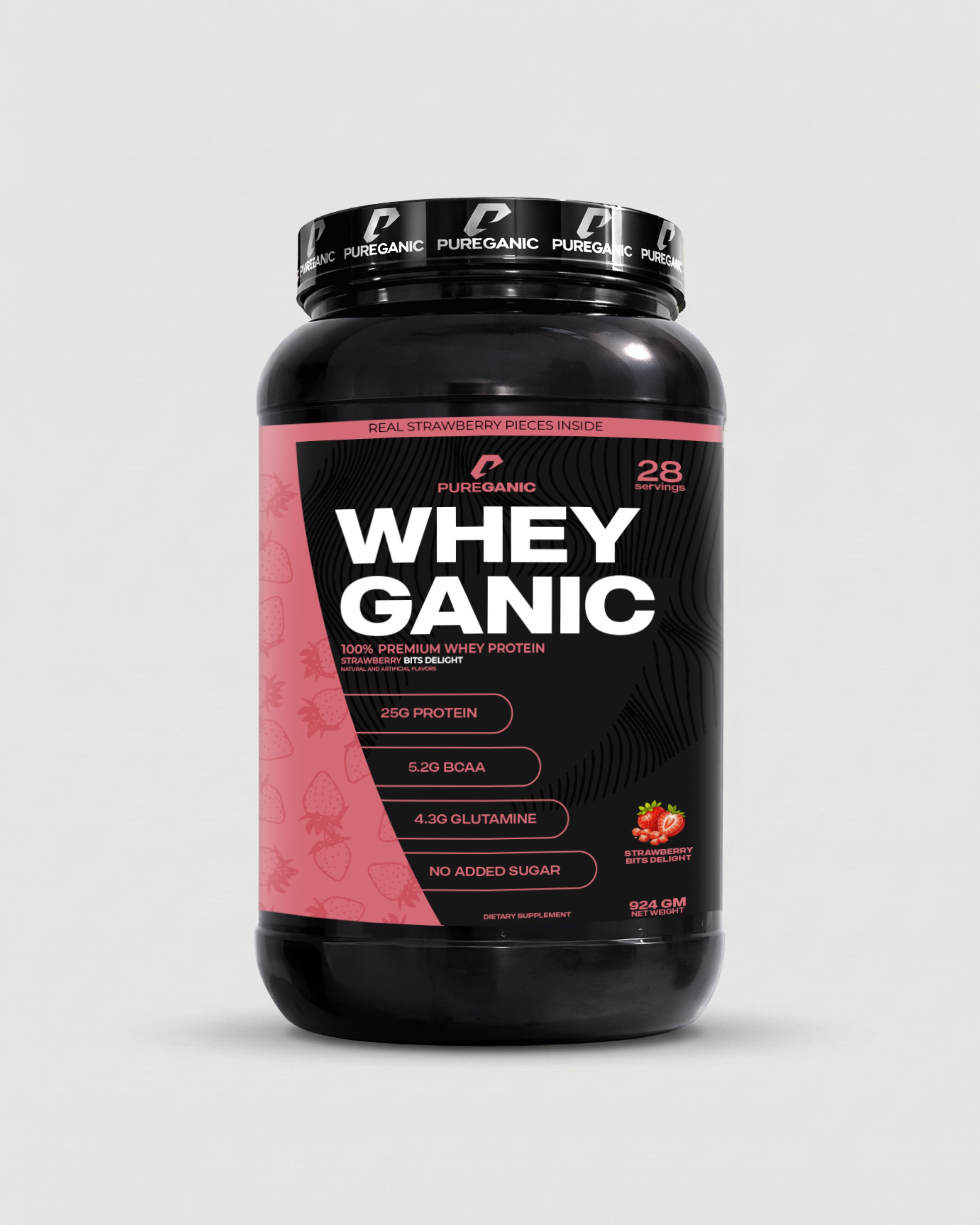 Whey Ganic Strawberry bits delights Pureganic-eg